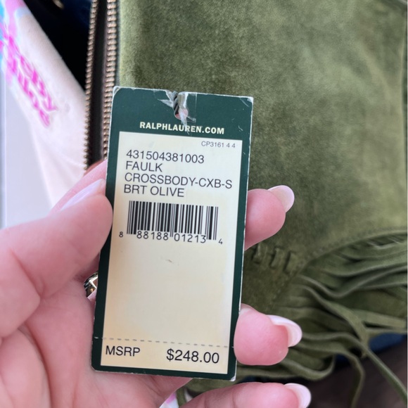 Vintage Ralph Lauren Faulk crossbody burnt olive green crossbody fringe purse - Picture 2 of 6